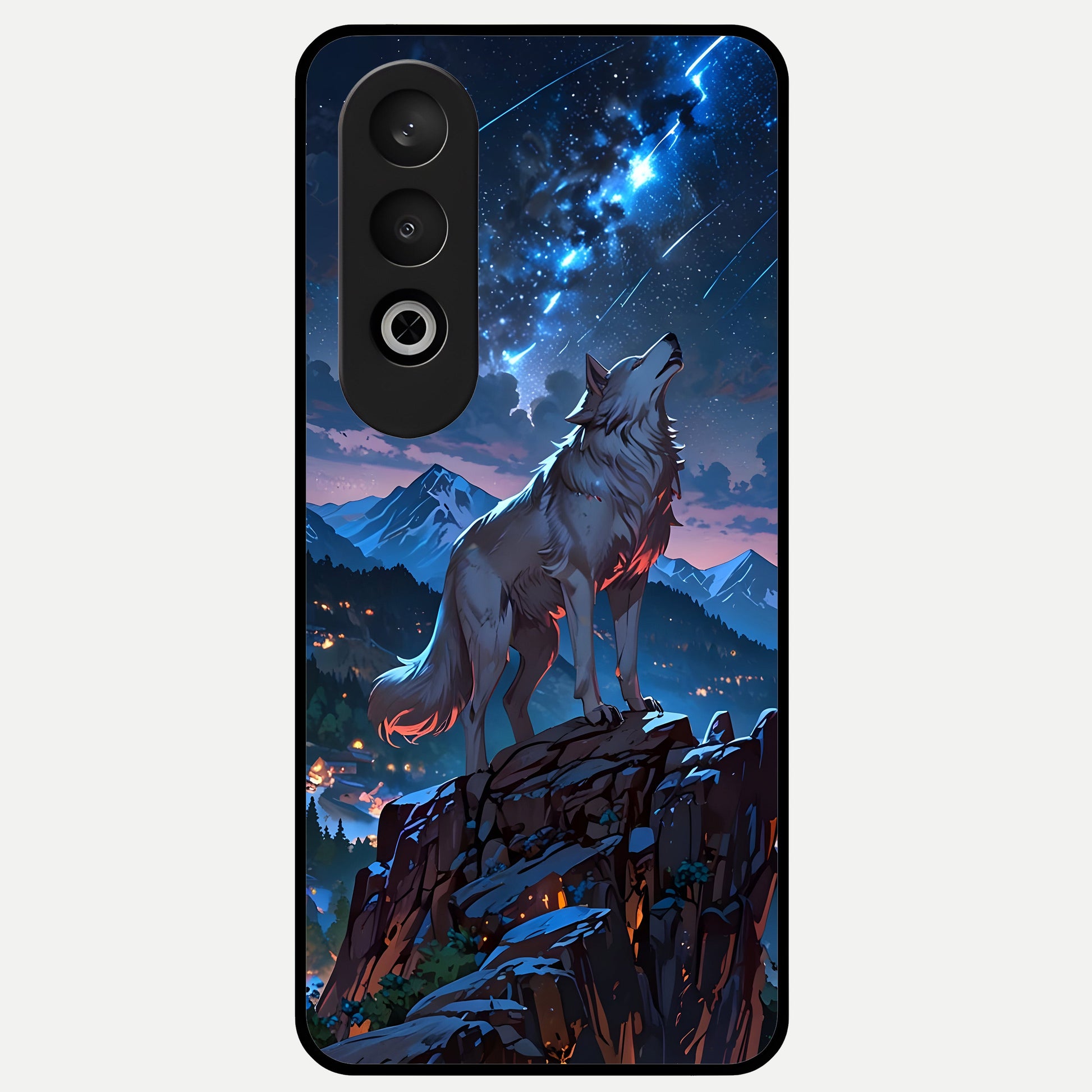  Celestial Wolf Howl Glass Case For Oneplus Nord CE4 back cover – full design glossy printed glass finish