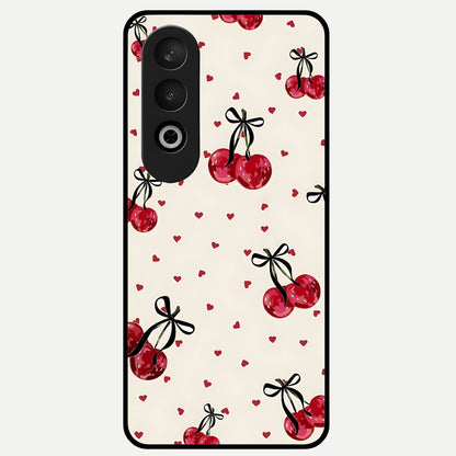  Cherry Heart Bow Glass Case For Oneplus Nord CE4 back cover – full design glossy printed glass finish