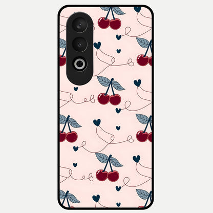  Cherry Heart Line Glass Case For Oneplus Nord CE4 back cover – full design glossy printed glass finish