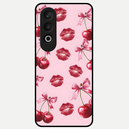  Cherry With Lips Glass Case For Oneplus Nord CE4 back cover – full design glossy printed glass finish