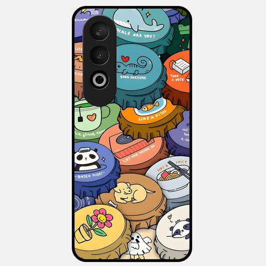  Coins Patterns Glass Case For Oneplus Nord CE4 back cover – full design glossy printed glass finish