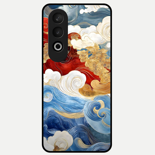  Colored Waves Glass Case For Oneplus Nord CE4 back cover – full design glossy printed glass finish