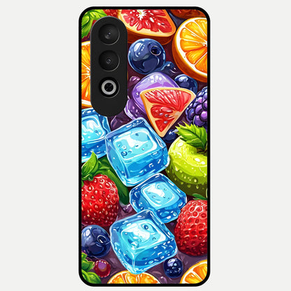  Colorful Fruits with Ice Glass Case For Oneplus Nord CE4 back cover – full design glossy printed glass finish