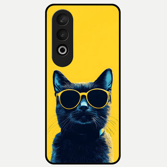  Cool Cat Vibes Glass Case For Oneplus Nord CE4 back cover – full design glossy printed glass finish
