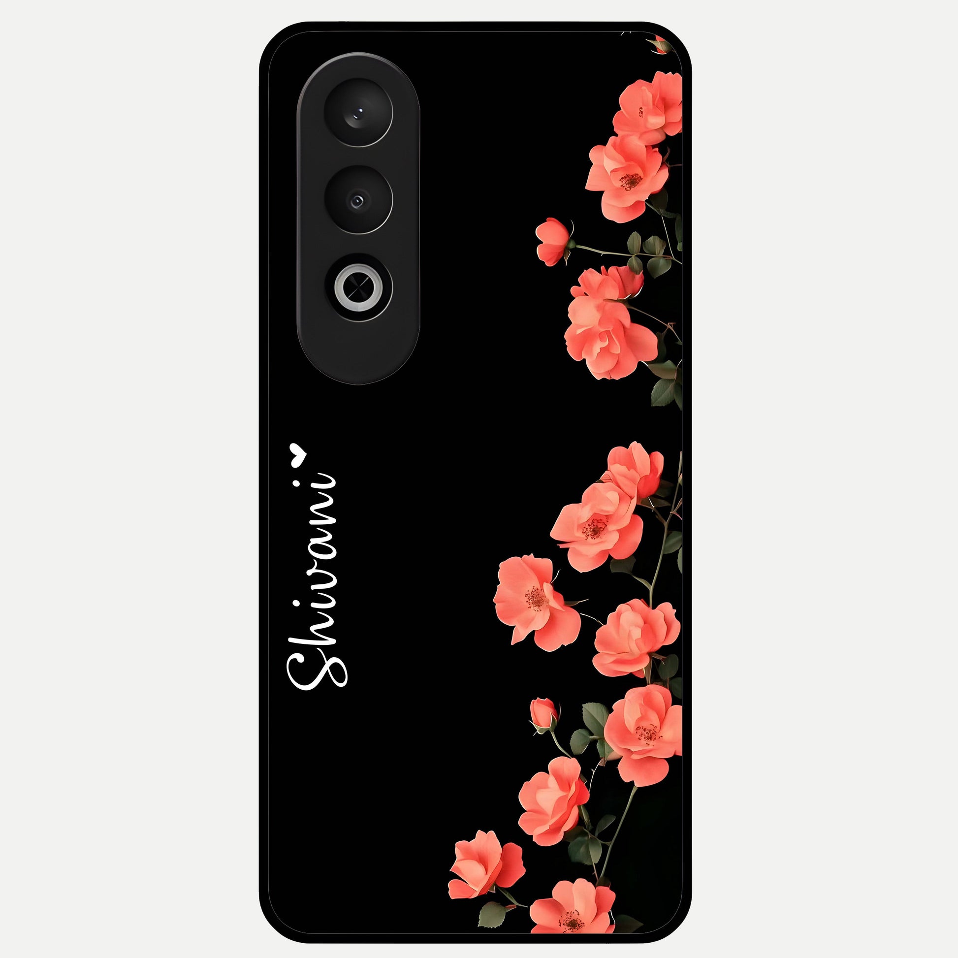  Crimson Bloom Grace Custom Name Glass Case For Oneplus Nord CE4 back cover – full design glossy printed glass finish