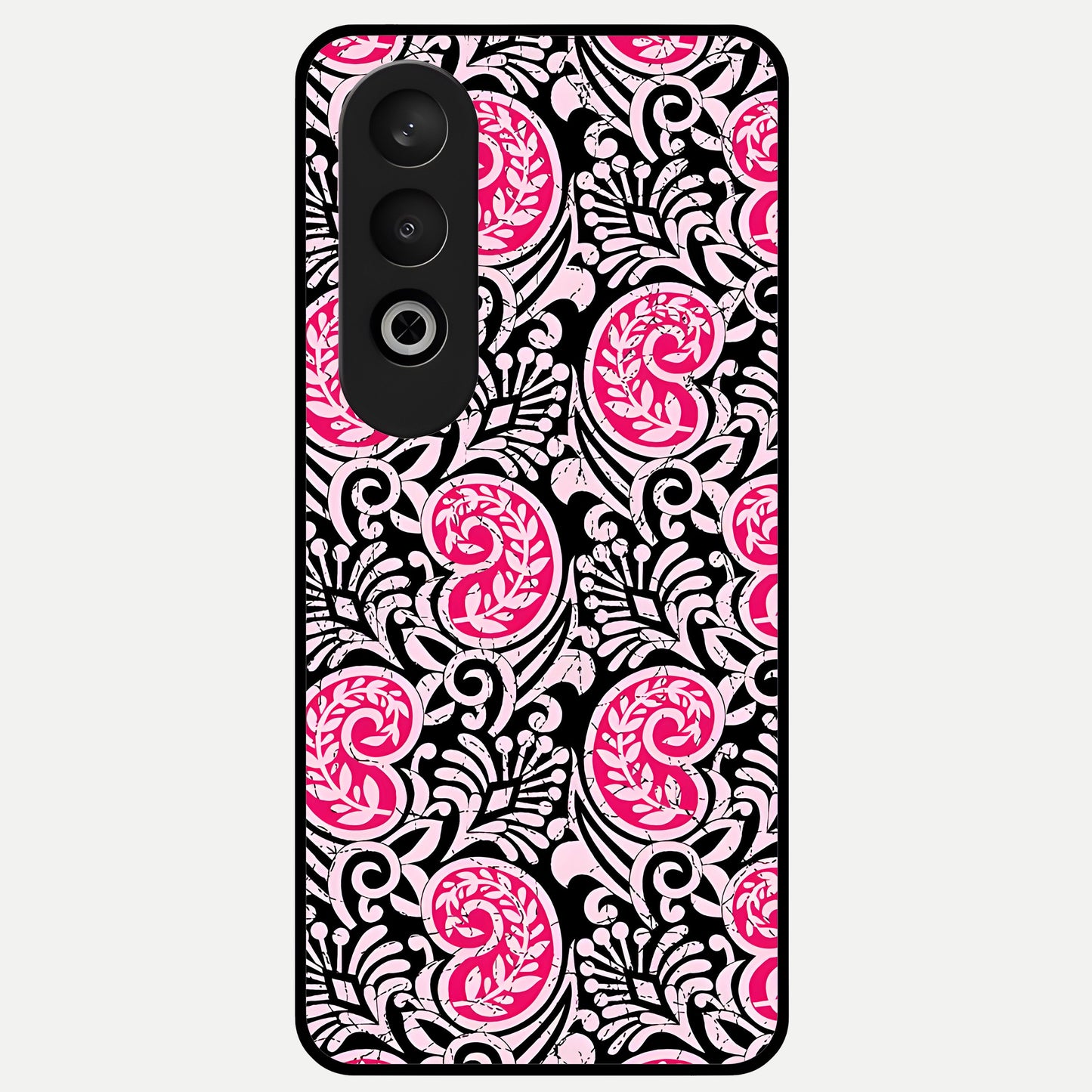  Crimson Paisley Charm Glass Case For Oneplus Nord CE4 back cover – full design glossy printed glass finish
