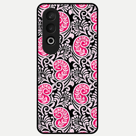  Crimson Paisley Charm Glass Case For Oneplus Nord CE4 back cover – full design glossy printed glass finish