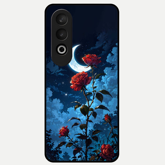  Crimson Rose Moon Glass Case For Oneplus Nord CE4 back cover – full design glossy printed glass finish