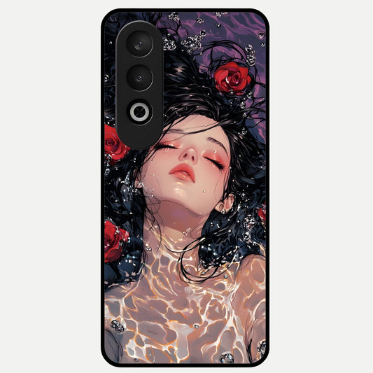  Crimson Rose Serenity Glass Case For Oneplus Nord CE4 back cover – full design glossy printed glass finish