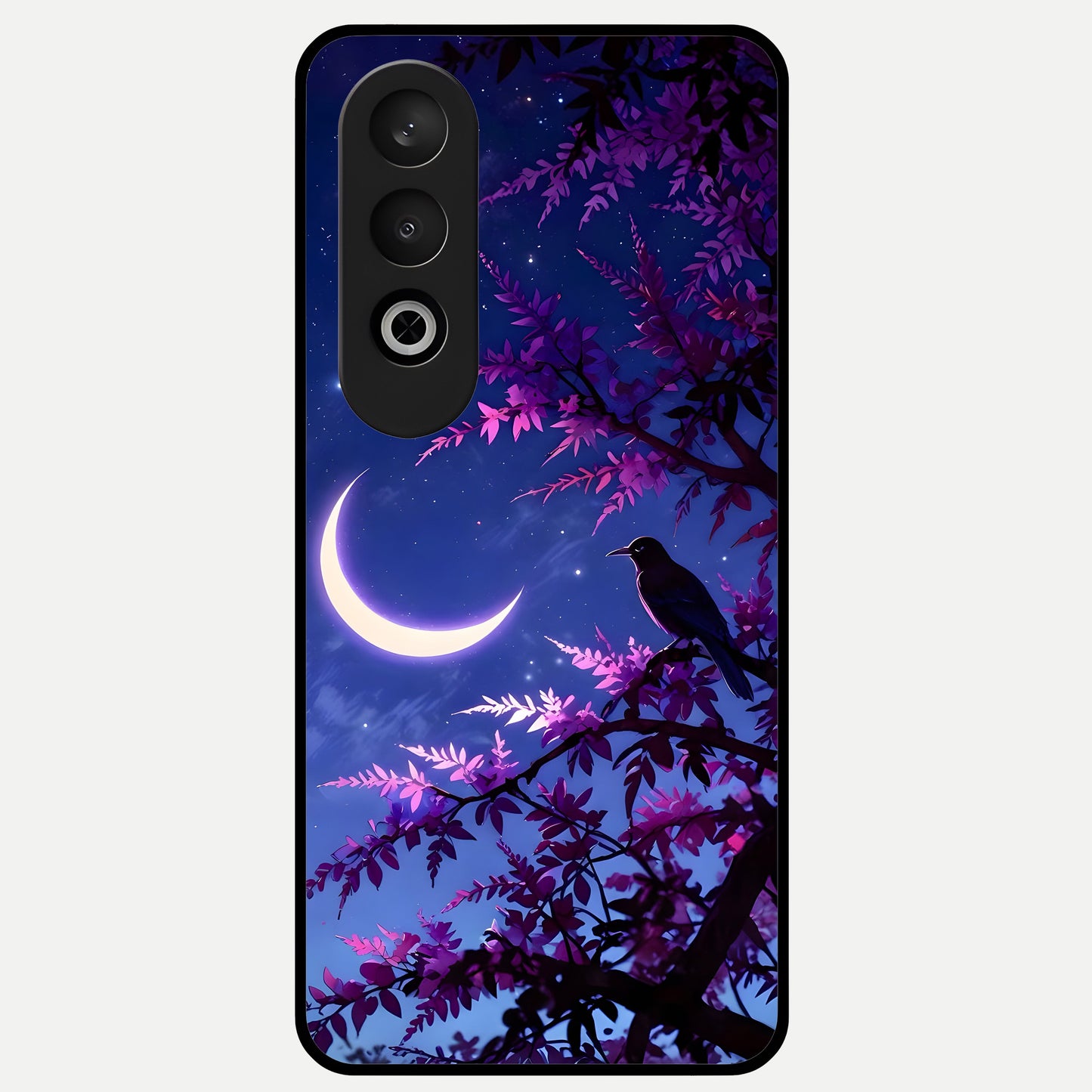  Crow And Moon Scenery Glass Case For Oneplus Nord CE4 back cover – full design glossy printed glass finish