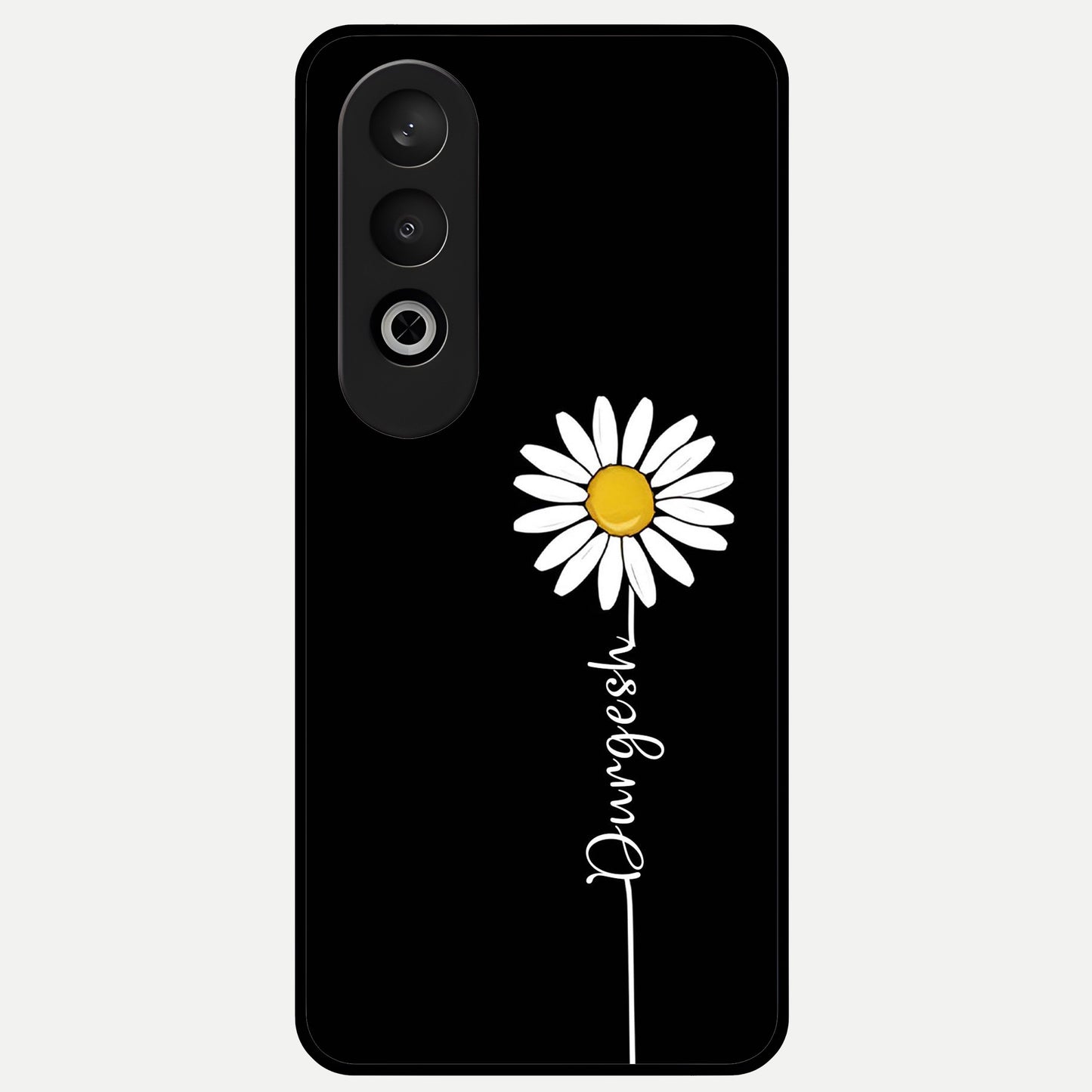  Custom Name White Flower Glass Case For Oneplus Nord CE4 back cover – full design glossy printed glass finish
