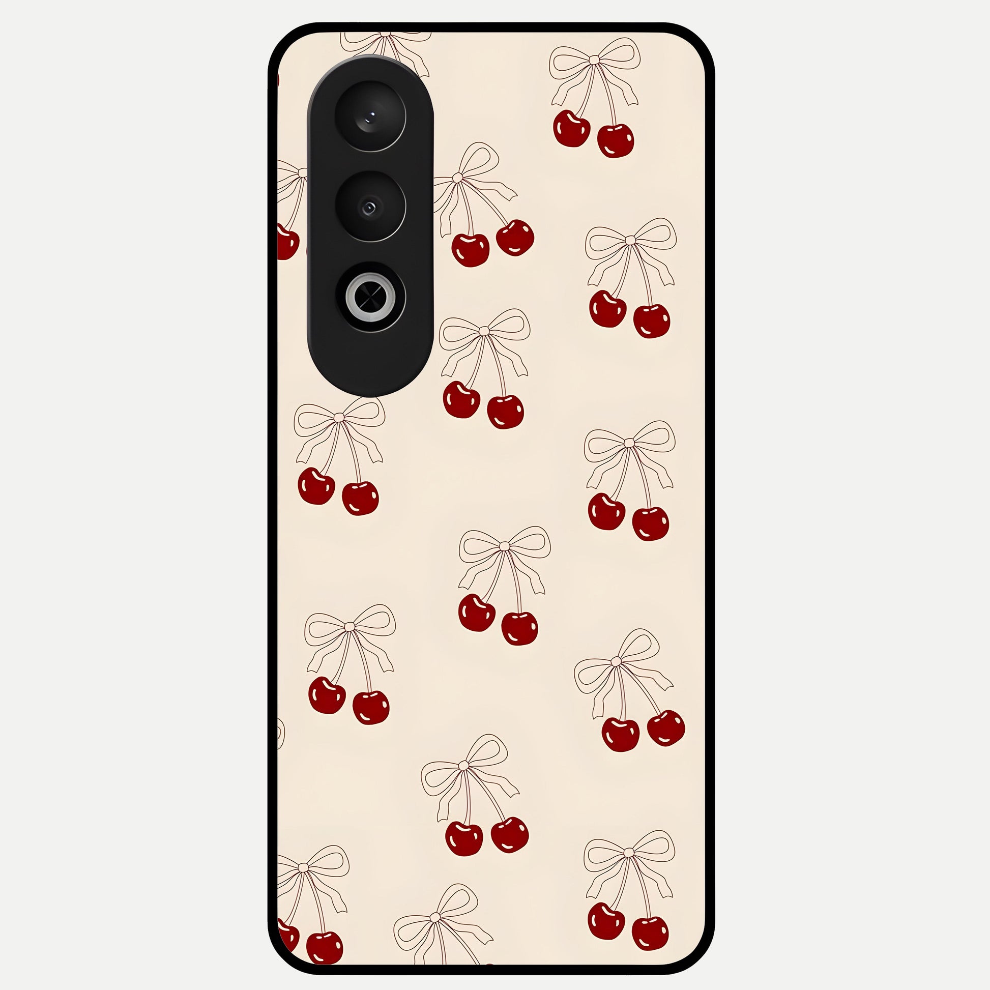  Cute Cherry Pattern Glass Case For Oneplus Nord CE4 back cover – full design glossy printed glass finish