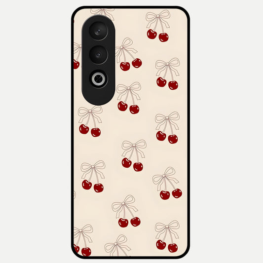  Cute Cherry Pattern Glass Case For Oneplus Nord CE4 back cover – full design glossy printed glass finish