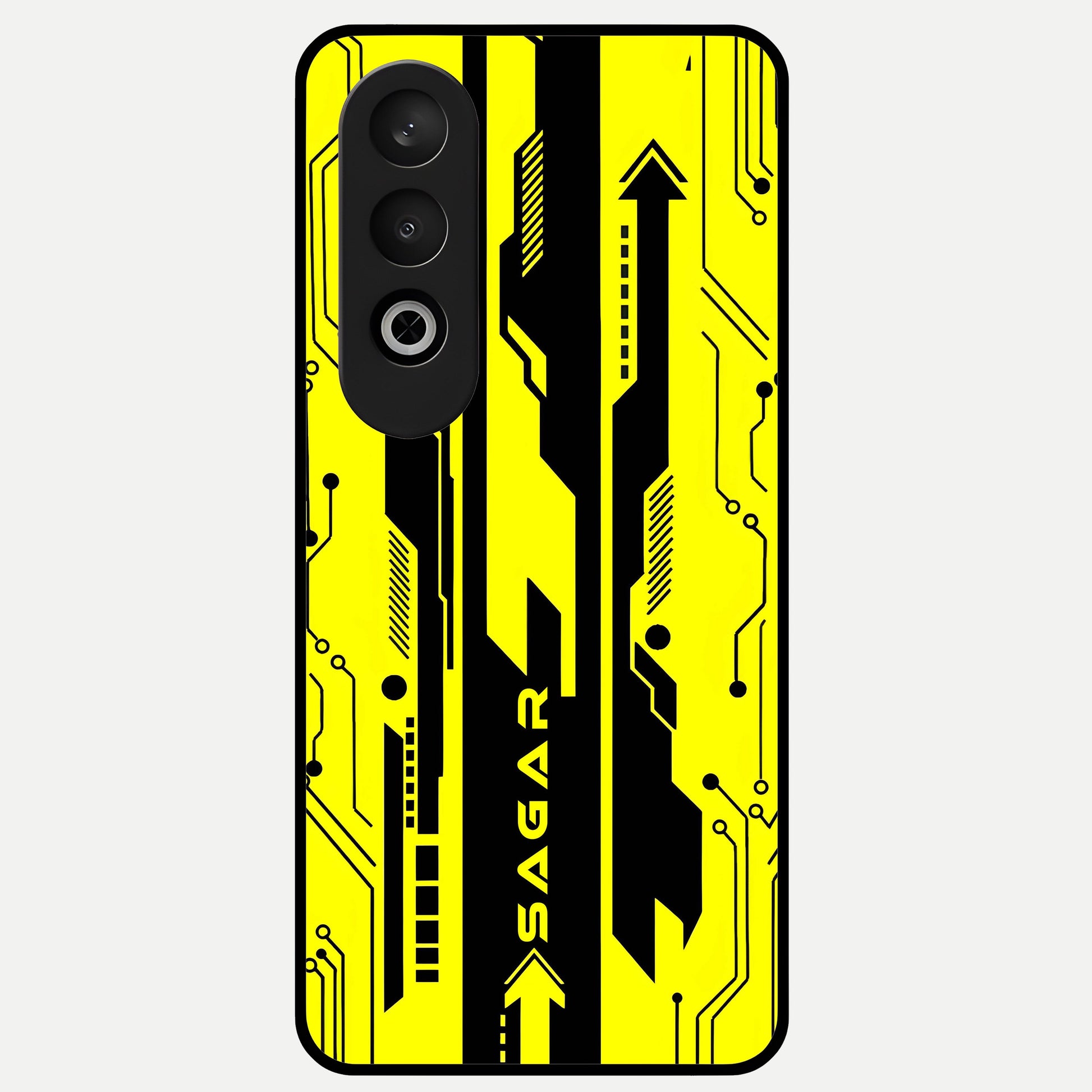  Electric Pulse CYBERPUNK Custom Name Glass Case For Oneplus Nord CE4 back cover – full design glossy printed glass finish