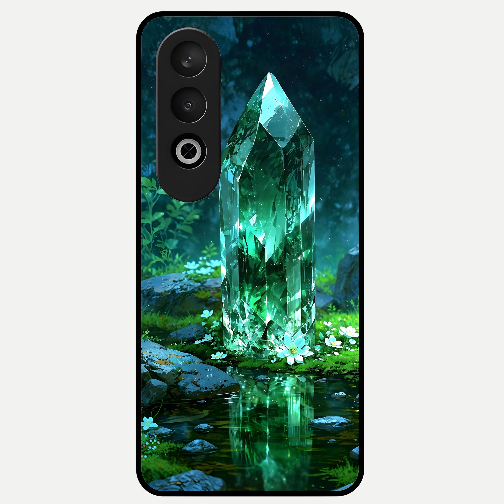  Emerald Light Crystal Glass Case For Oneplus Nord CE4 back cover – full design glossy printed glass finish