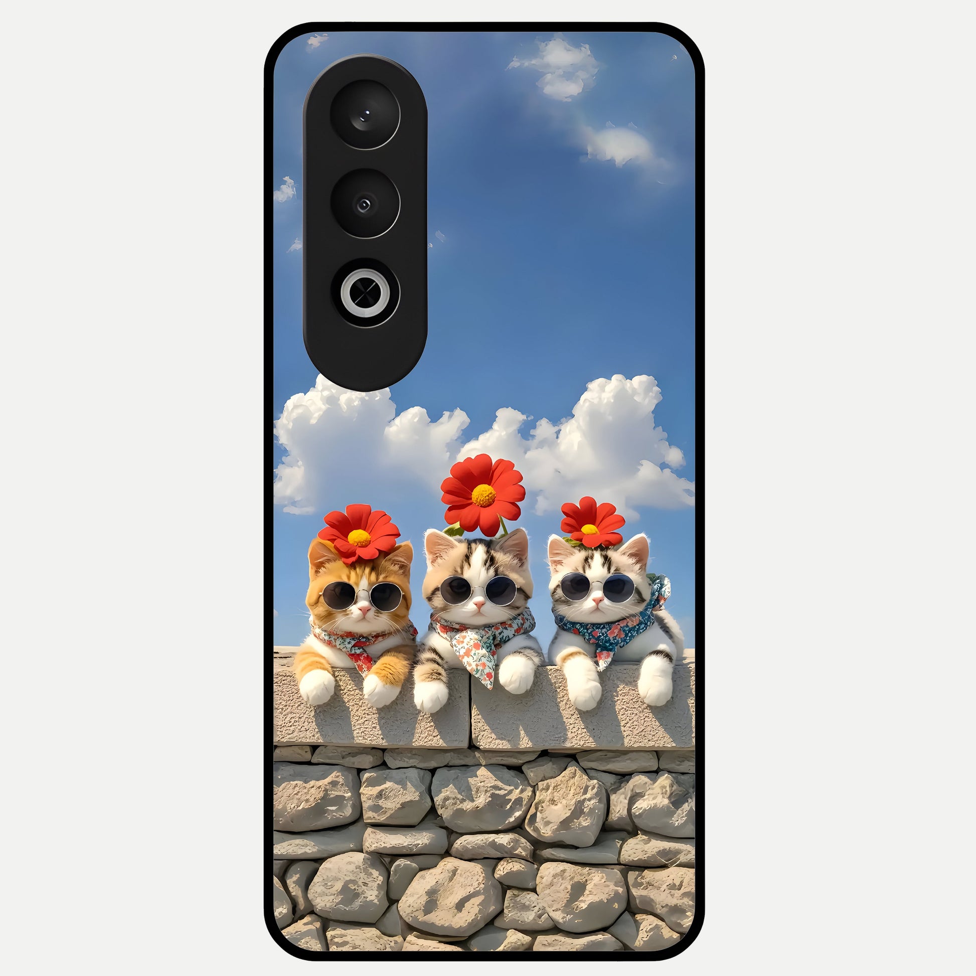  Floral Kitty Squad Glass Case For Oneplus Nord CE4 back cover – full design glossy printed glass finish