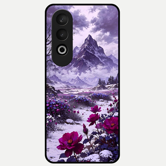  Flower Mountain View Glass Case For Oneplus Nord CE4 back cover – full design glossy printed glass finish
