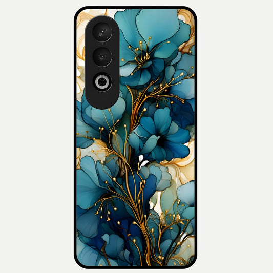  Golden Bloom Symphony Glass Case For Oneplus Nord CE4 back cover – full design glossy printed glass finish