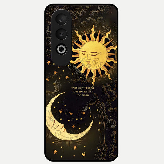  Golden Lunar Love Glass Case For Oneplus Nord CE4 back cover – full design glossy printed glass finish