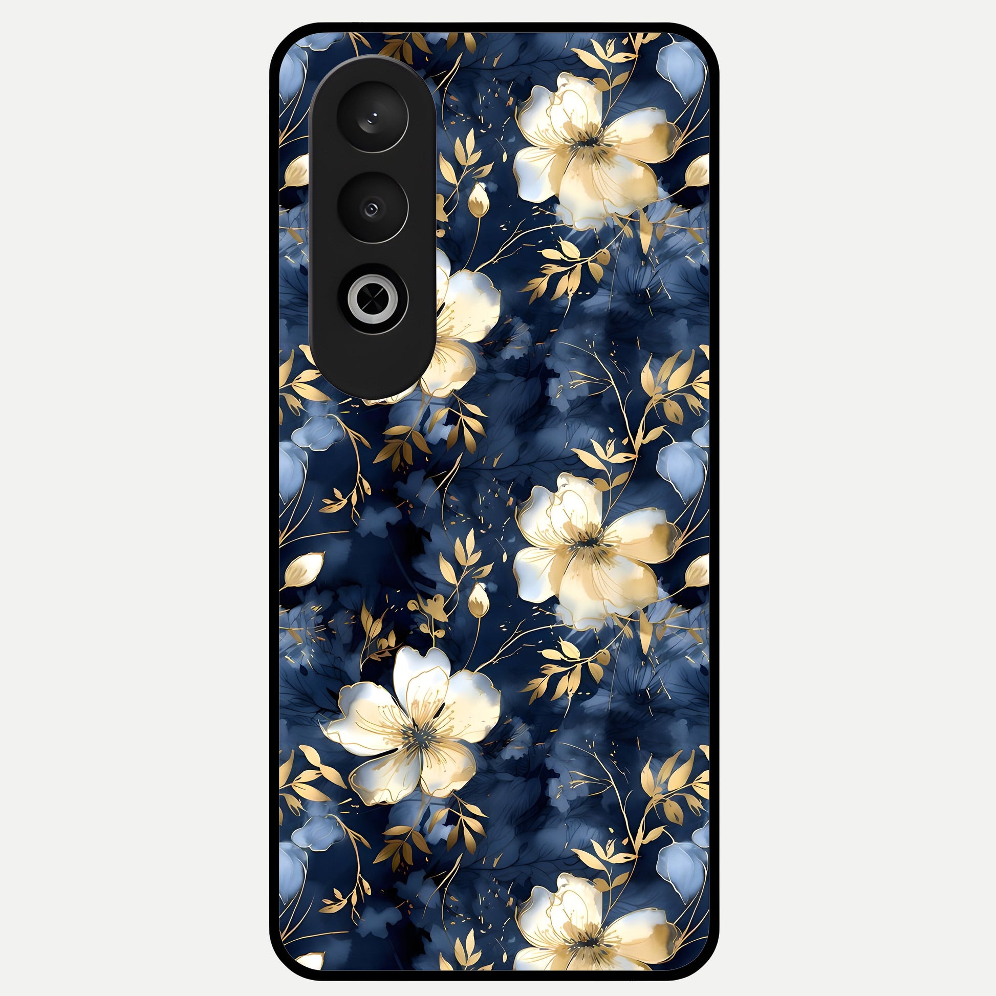  Golden Midnight Bloom Glass Case For Oneplus Nord CE4 back cover – full design glossy printed glass finish