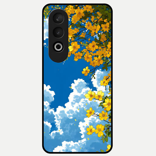  Golden Petal Sky Glass Case For Oneplus Nord CE4 back cover – full design glossy printed glass finish