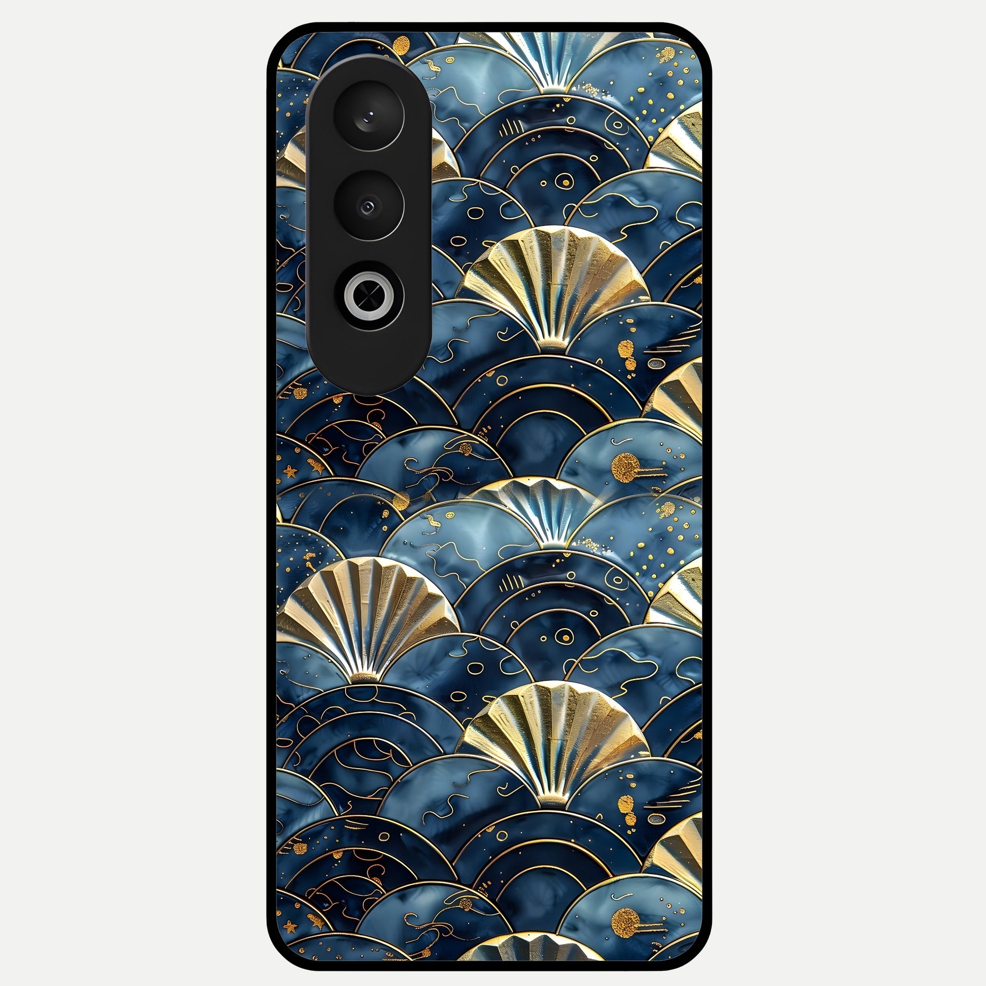  Golden Wave Luxe Glass Case For Oneplus Nord CE4 back cover – full design glossy printed glass finish