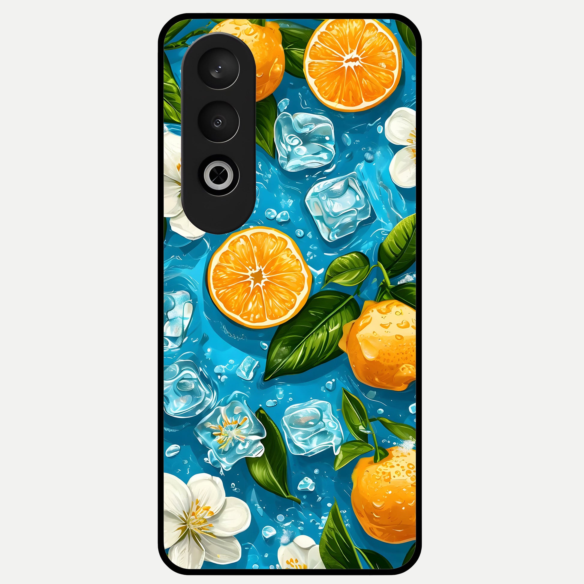  Ice Cube With Orange Glass Case For Oneplus Nord CE4 back cover – full design glossy printed glass finish