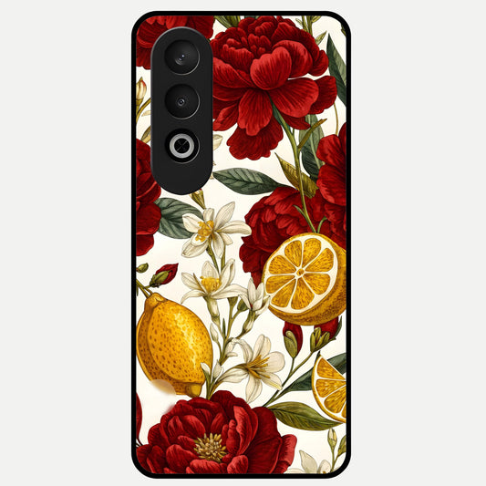  Lemon Rose Charm Glass Case For Oneplus Nord CE4 back cover – full design glossy printed glass finish