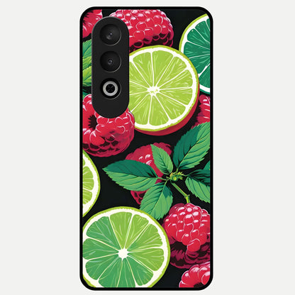  Lime and Raspberry Pattern Glass Case For Oneplus Nord CE4 back cover – full design glossy printed glass finish