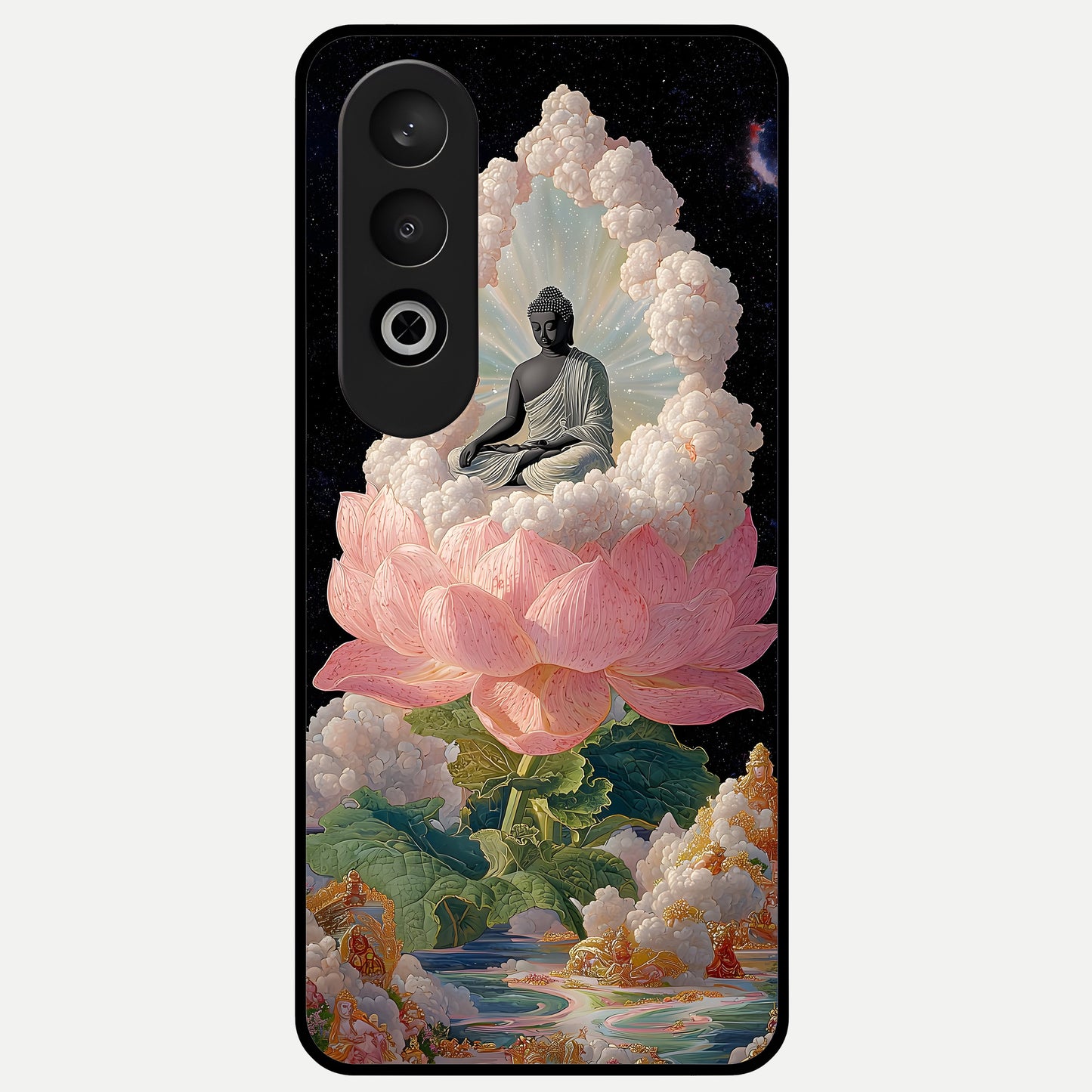  Lotus Divine Peace Glass Case For Oneplus Nord CE4 back cover – full design glossy printed glass finish