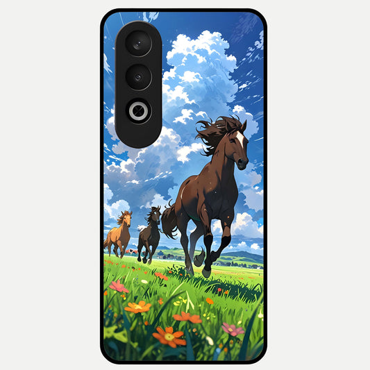  Majestic Horses Galloping Glass Case For Oneplus Nord CE4 back cover – full design glossy printed glass finish