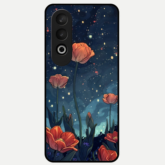  Midnight Tulip Glow Glass Case For Oneplus Nord CE4 back cover – full design glossy printed glass finish