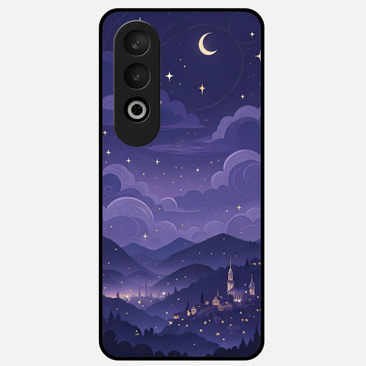  Minimal Night View Glass Case For Oneplus Nord CE4 back cover – full design glossy printed glass finish