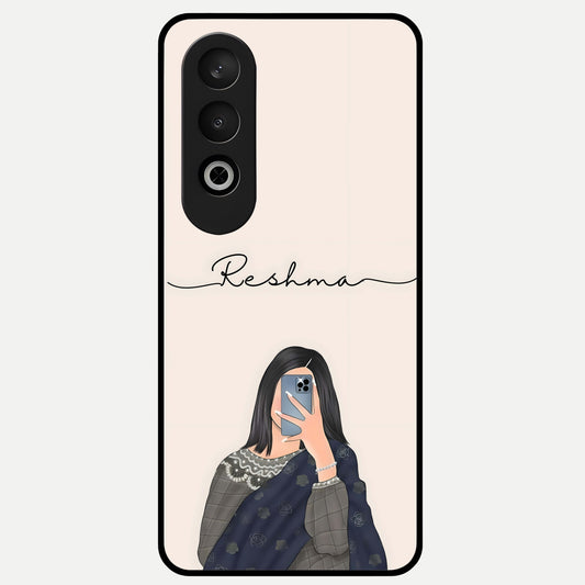  Mirror Mood Muse With Custom Name Glass Case For Oneplus Nord CE4 back cover – full design glossy printed glass finish