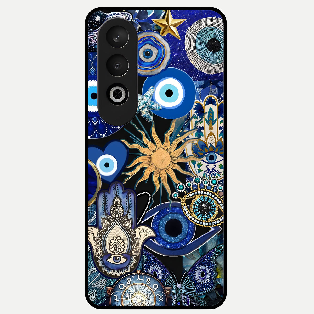 Mystic Blue Evil Eye Glass Case For Oneplus Nord CE4 back cover – full design glossy printed glass finish