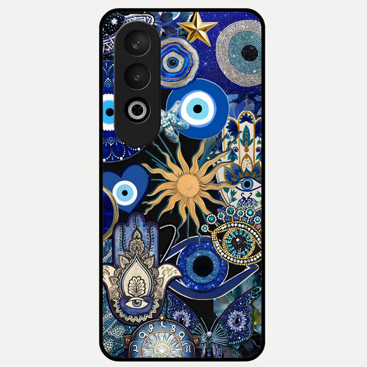  Mystic Blue Evil Eye Glass Case For Oneplus Nord CE4 back cover – full design glossy printed glass finish