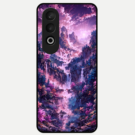  Mystic Cascade Peaks Glass Case For Oneplus Nord CE4 back cover – full design glossy printed glass finish