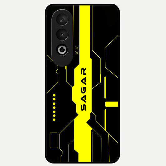  Neon CYBERPUNK Custom Name Glass Case For Oneplus Nord CE4 back cover – full design glossy printed glass finish