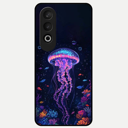  Neon Jellyfish Glass Case For Oneplus Nord CE4 back cover – full design glossy printed glass finish