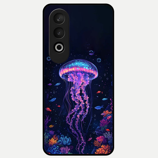  Neon Jellyfish Glass Case For Oneplus Nord CE4 back cover – full design glossy printed glass finish