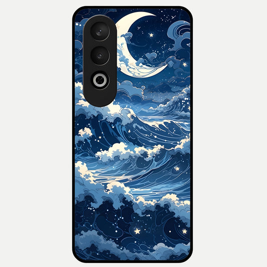  Ocean Moon Waves Glass Case For Oneplus Nord CE4 back cover – full design glossy printed glass finish