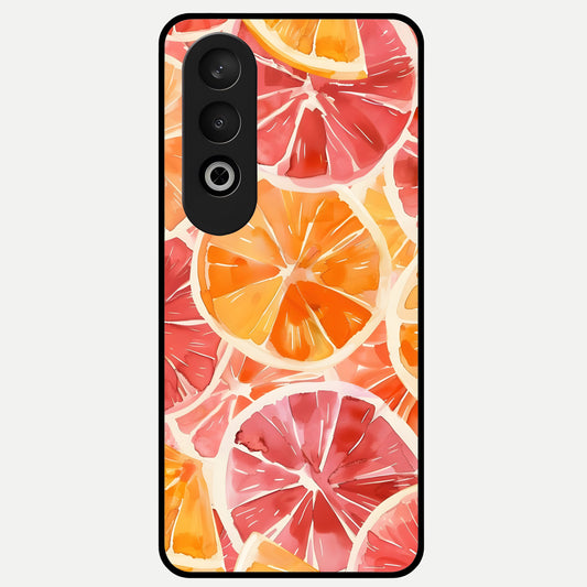  Orange Fruits Pattern Glass Case For Oneplus Nord CE4 back cover – full design glossy printed glass finish