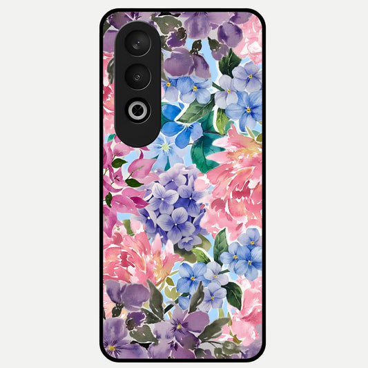  Pastel Floral Mix Glass Case For Oneplus Nord CE4 back cover – full design glossy printed glass finish