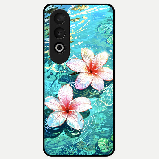 Pink Flowers in Water Glass Case For Oneplus Nord CE4 back cover – full design glossy printed glass finish