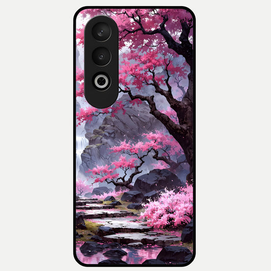  Pink Sunflower Glow Glass Case For Oneplus Nord CE4 back cover – full design glossy printed glass finish