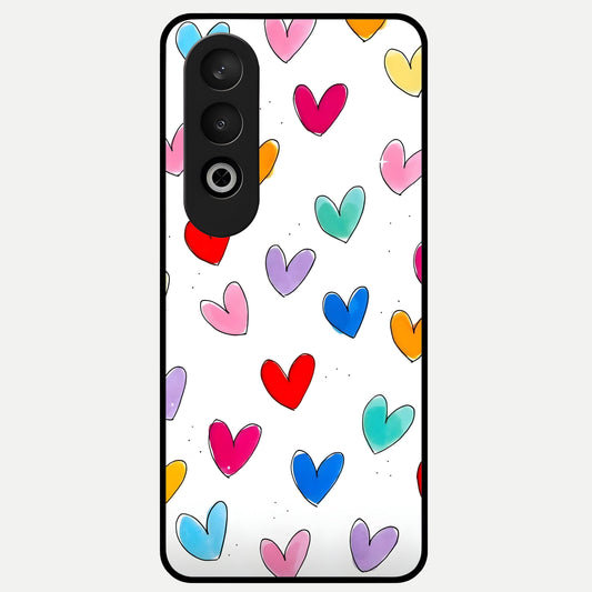  Playful Love Doodles Glass Case For Oneplus Nord CE4 back cover – full design glossy printed glass finish