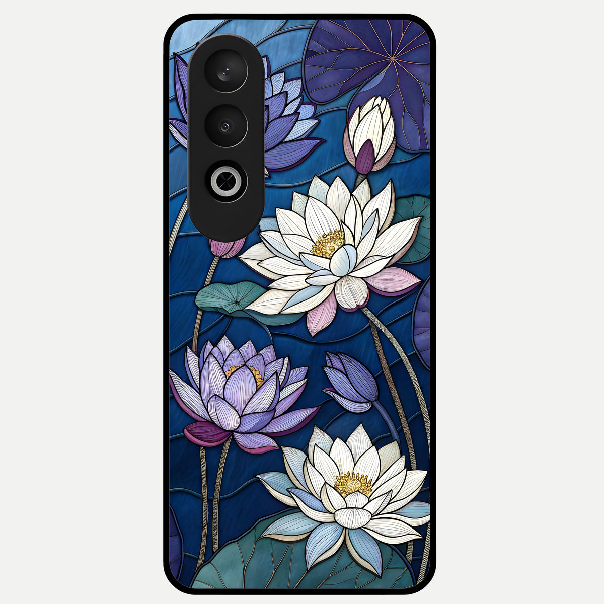  Purple Lotus Stained Glass Case For Oneplus Nord CE4 back cover – full design glossy printed glass finish