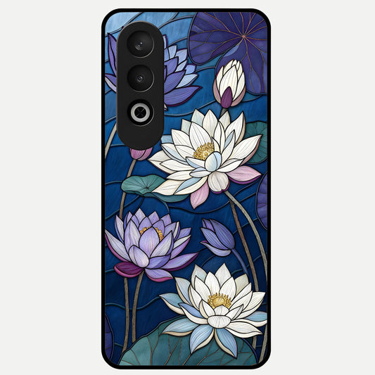  Purple Lotus Stained Glass Case For Oneplus Nord CE4 back cover – full design glossy printed glass finish