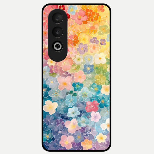  Rainbow Blossom Burst Glass Case For Oneplus Nord CE4 back cover – full design glossy printed glass finish