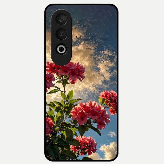  Red Bloom Skies Glass Case For Oneplus Nord CE4 back cover – full design glossy printed glass finish
